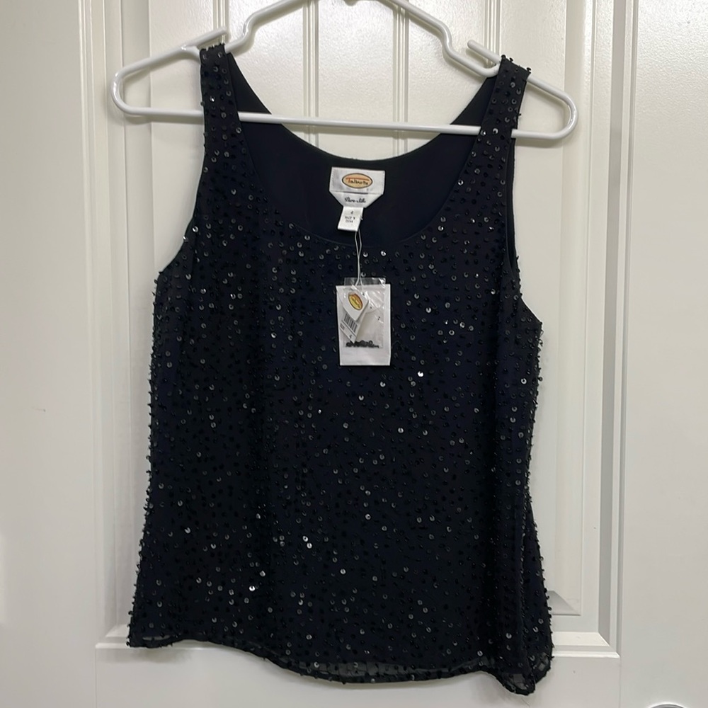 NWT Talbots will sleeveless blouse with sequin accents